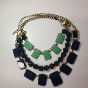 Blue, turquoise, gold costume necklace